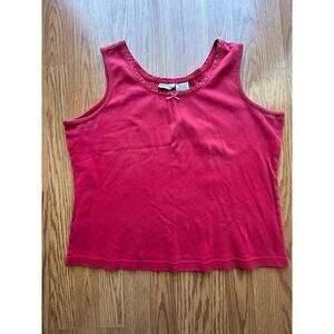 Vintage Red Cotton Sleeveless Shirt